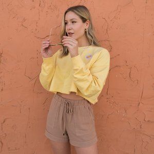 Women's Embroidered Cropped Daisy Sweater